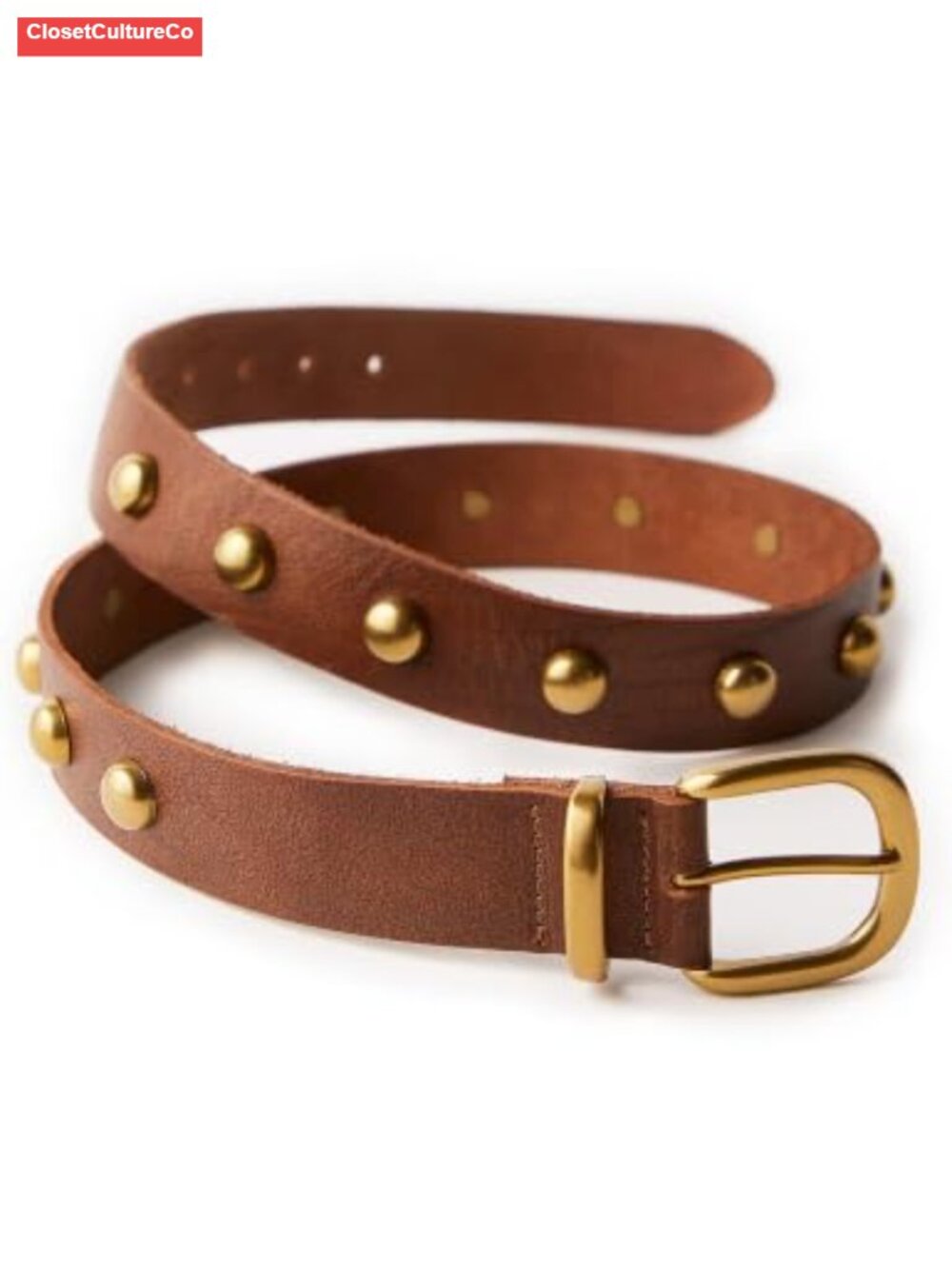 Full Grain Leather Studded Belt 1.3" Western Style